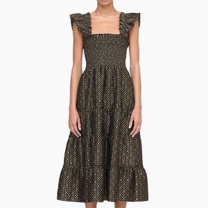 NWT Hill House Black and Gold Midi Dress